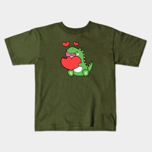 Valentine's Day Dinosaur Heart Kids T-Shirt